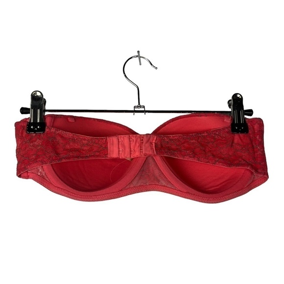 Aerie Audrey Pink Red Lace Strapless Bra 34C - Picture 2 of 3
